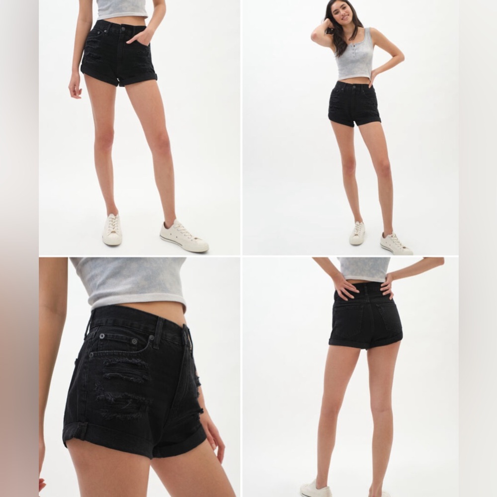 Aeropostale Mom High Rise Black Jean Shorts NWT Size 2
